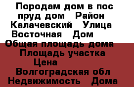 Породам дом в пос.пруд дом › Район ­ Калачевский › Улица ­ Восточная › Дом ­ 12 › Общая площадь дома ­ 56 › Площадь участка ­ 6 › Цена ­ 700 000 - Волгоградская обл. Недвижимость » Дома, коттеджи, дачи продажа   . Волгоградская обл.